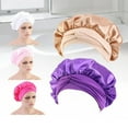 thumbnail image 1 of Women Solid Satin Stylish Elastic Silk Sleep Hat Hair Care Bonnet Head Lace Wrap, 1 of 8