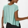 thumbnail image 3 of Olyvenn 2025 Open Back Tops for Women Criss Cross Cut Out Tee Backless Casual Short Sleeve Crew Neck T Shirt Mint Green L, 3 of 7