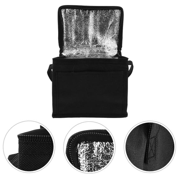 Uonlytech Portable Lunch Tote Black Lightweight Insulated Cooler for Work Picnic and Camping