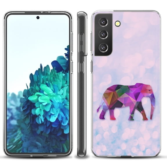 Slim-Fit TPU Protective Phone Case compatible with Samsung Galaxy S21  5G / S21 PLUS 5G, by OneToughShield ® - Elephant /Polygon