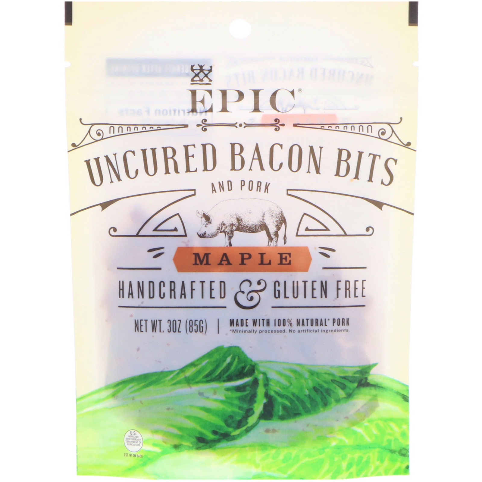 Epic Bar Uncured Bacon Bits and Pork Maple 3 oz 85 g