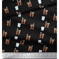 thumbnail image 2 of Soimoi Black Cotton Poplin Fabric Bottle & Glass Kitchen Printed Fabric 1 Yard 56 Inch Wide, 2 of 3