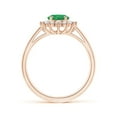 thumbnail image 2 of Angara Natural 1.1 Ct. Emerald with Diamond Halo Ring in 14K Rose Gold for Women (Ring Size: 3), 2 of 10