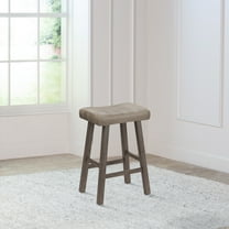 Hillsdale Furniture Upholstered Saddle Seat Backless Rustic Gray Wood Counter Height Stool