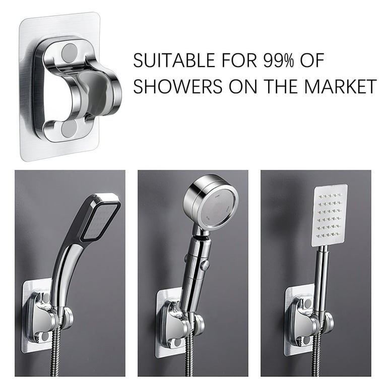 1Pcs Strong Adhesive Waterproof Shower Head Stand, Self Adhesive Shower Head Holder, Adjustable Handheld Shower Holder No Drilling Wall Mount