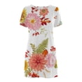thumbnail image 4 of QIPOPIQ Robes pour Femmes Robe Tunique à Étages Manches Courtes Imprimé Fête de l'Indépendance Robe d'Été Décontractée Robes Robe à Blocs de Couleur à Col Rond Offres 2023, 4 of 5
