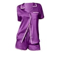 thumbnail image 4 of Soft Pajama Set for Women Soft Cardigan Solid Outdoor Wear Casual Pajama Set,Purple 2XL, 4 of 4