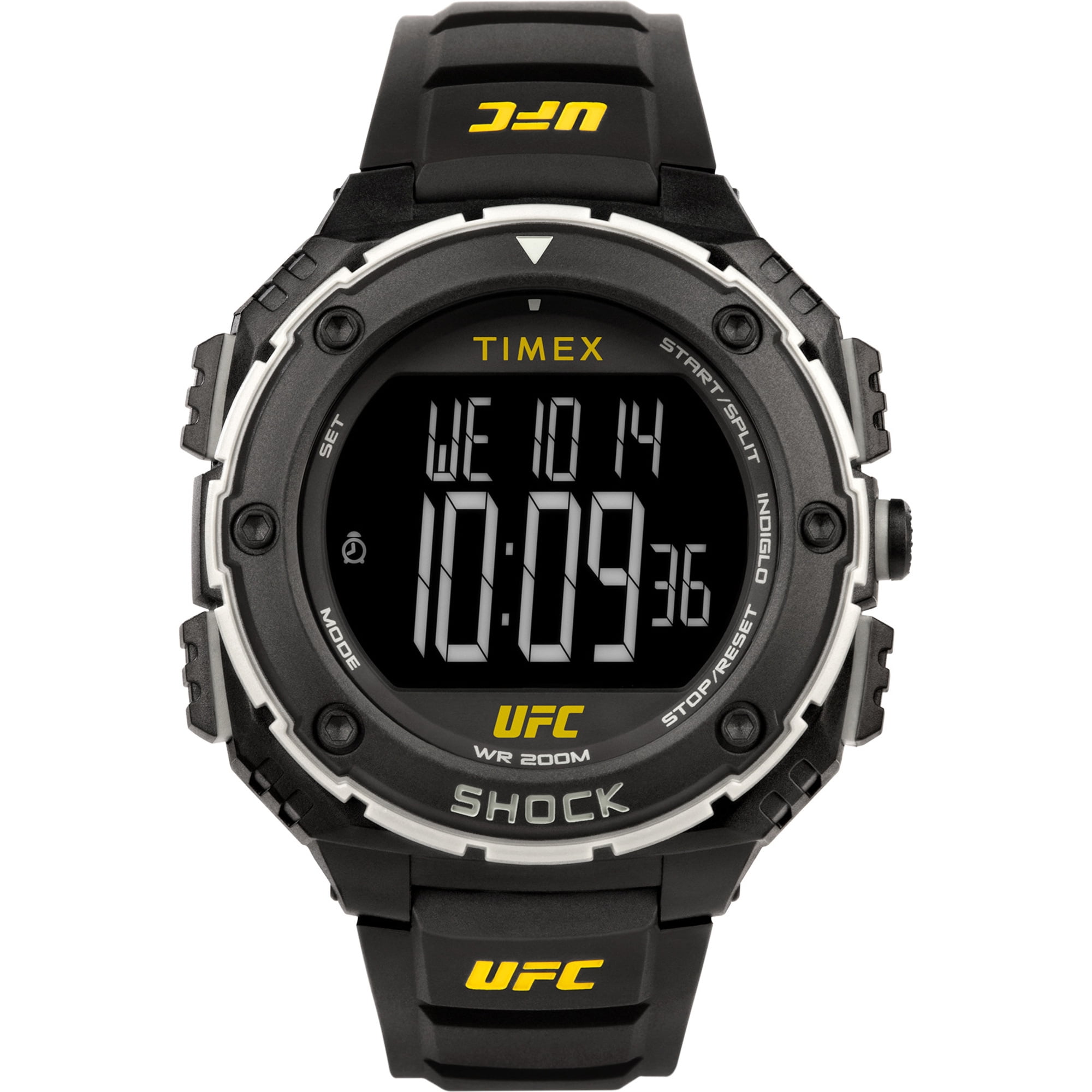TIMEX Men s 44mm IRONMAN Classic 100 Watch Black Silver Tone Yellow Accents Black Strap Walmart