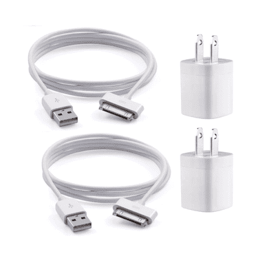 2pack 3Ft 30-Pin to USB Charge & Sync Cable with Wall Charger Adapter Plug for Older Gen iPod/iPad/iPhone Compatible for iPhone 4 4S 3GS, iPad 3/2/1,iPod Classic iPod Touch iPod Nano