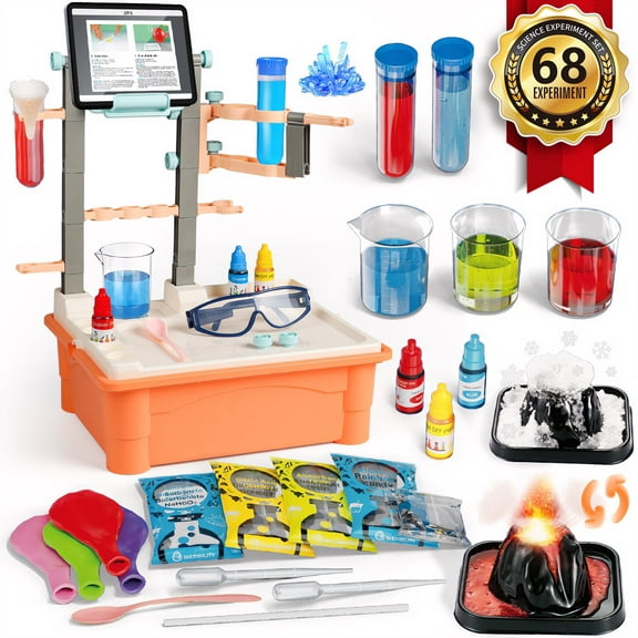 Huge Wave Science Kits for Kids Age 4-12, 68 Lab Science Experiments for Kids, Education Volcano Experiments Table Kit, STEM Chemistry Tools Set Christmas Gift for Boys Girls 5-8