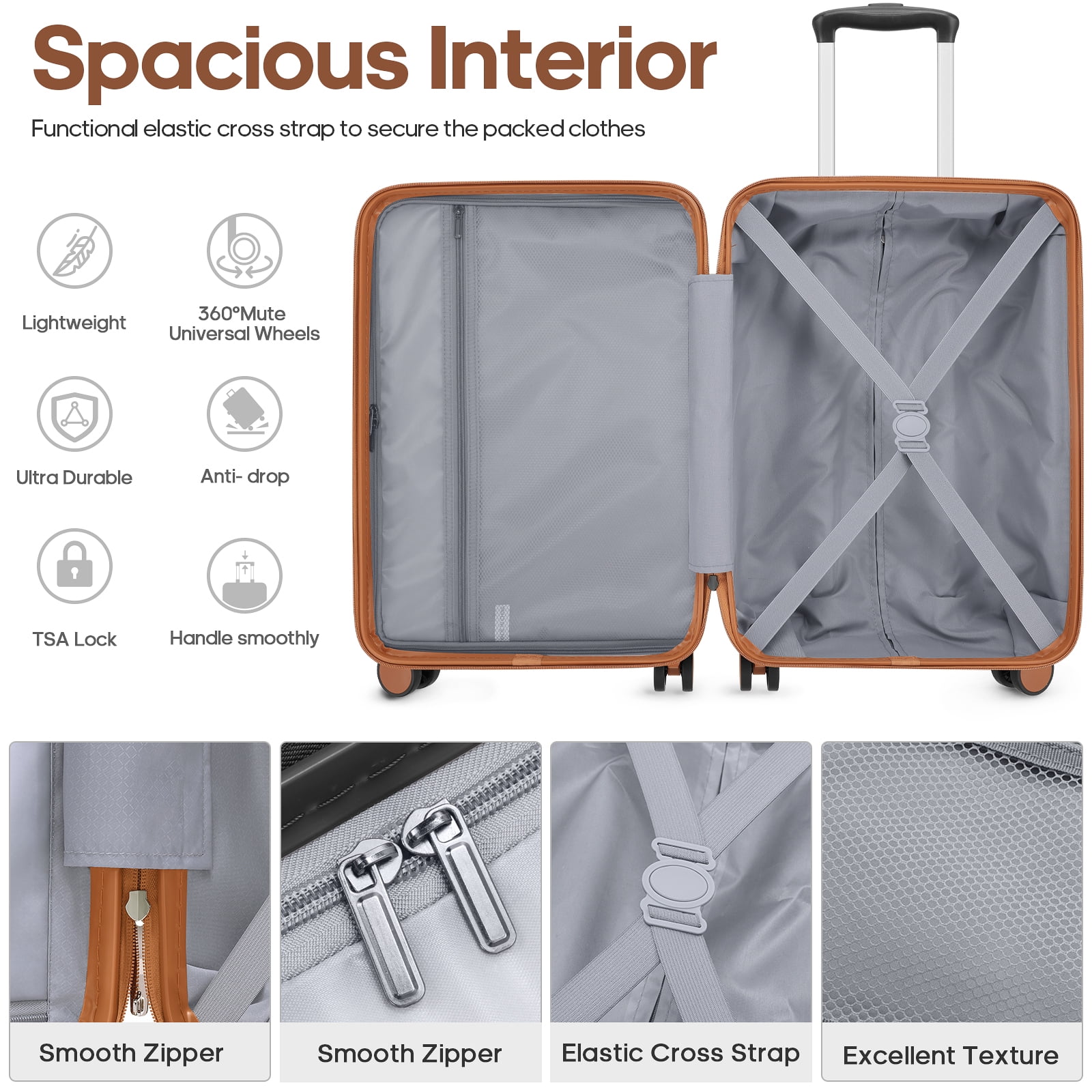 MIUSSE Hard Shell Luggage Sets, 3 Piece Luggage Set, 20/24/28 IN Carry On Luggage with TSA Lock Spinner Wheels, Hard Shell Suitcases Women Men