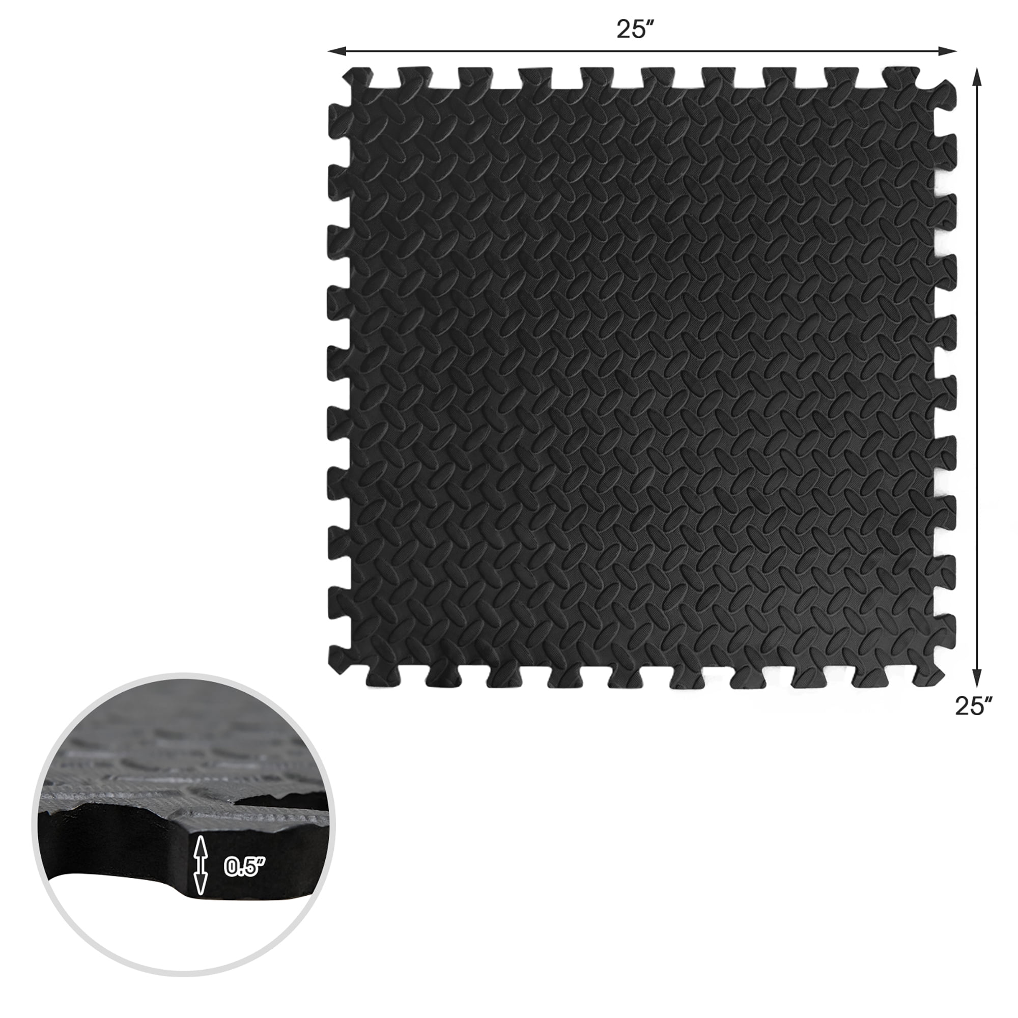 Costway 48 Tiles 1/2'' Puzzle Floor Exercise Mat Interlocking Anti-slip EVA Foam Black
