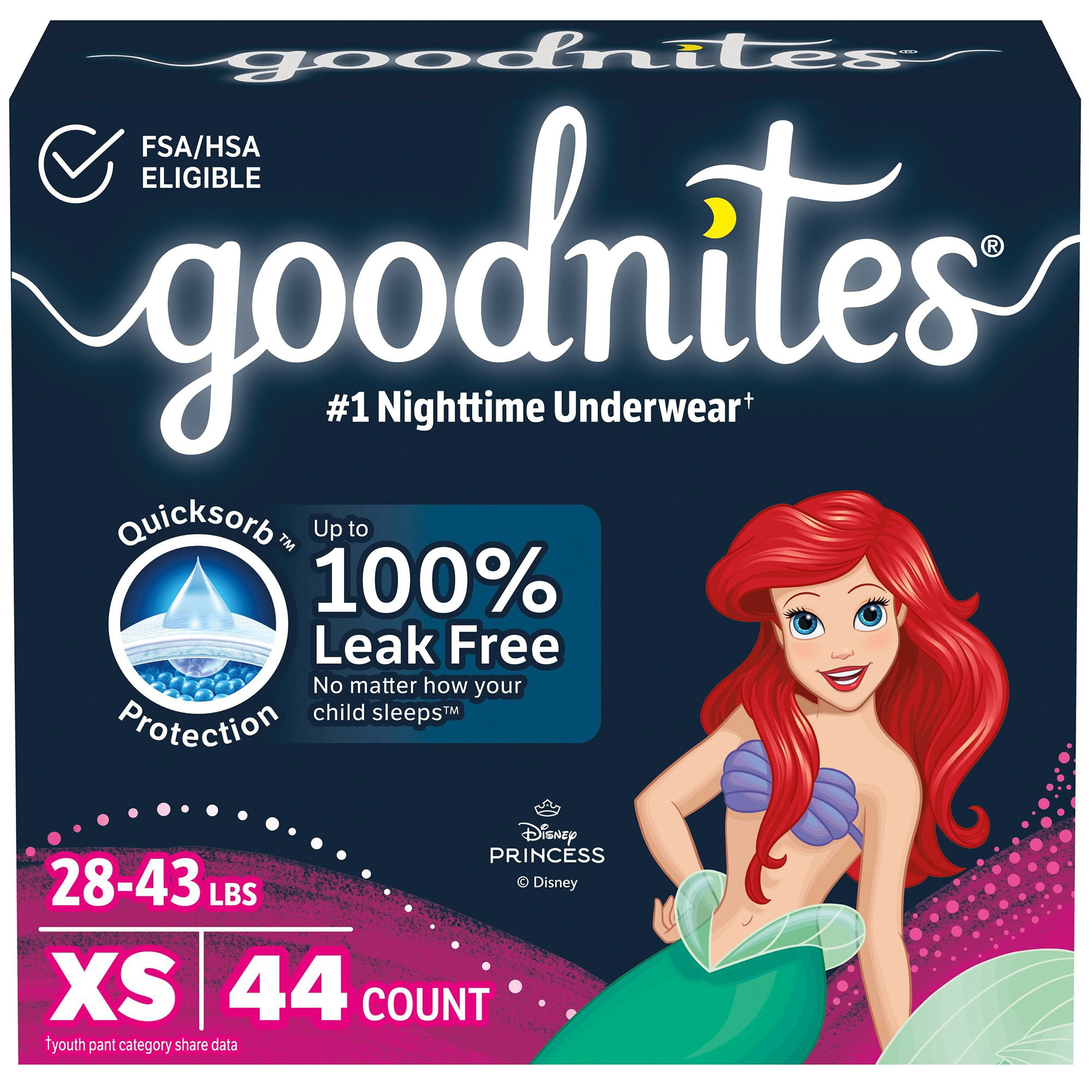 GoodNites Youth Youth Absorbent Underwear X-Small 28 to 43 lbs. 46761, 44 Ct