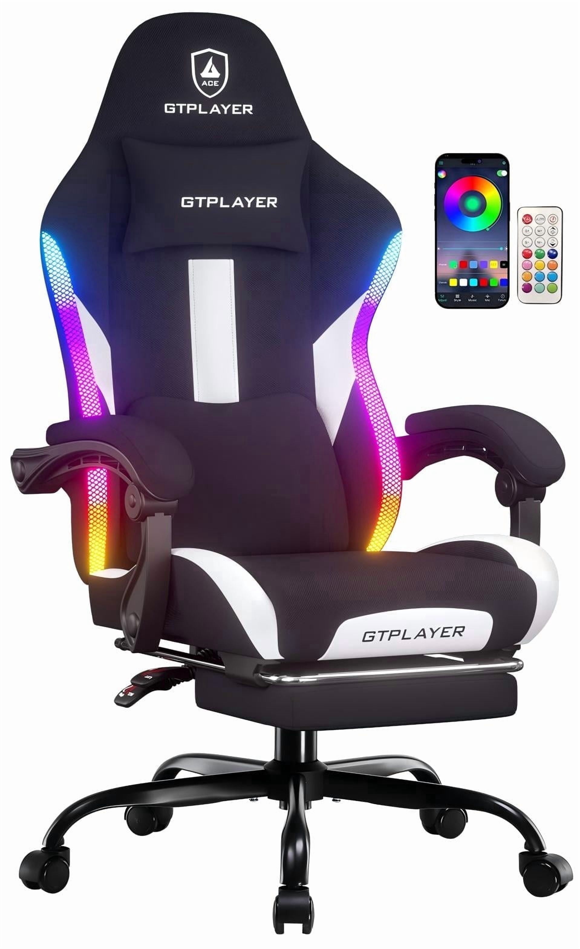 GTPLAYER RGB Gaming Chair with Footrest and Lumbar Support photo 1