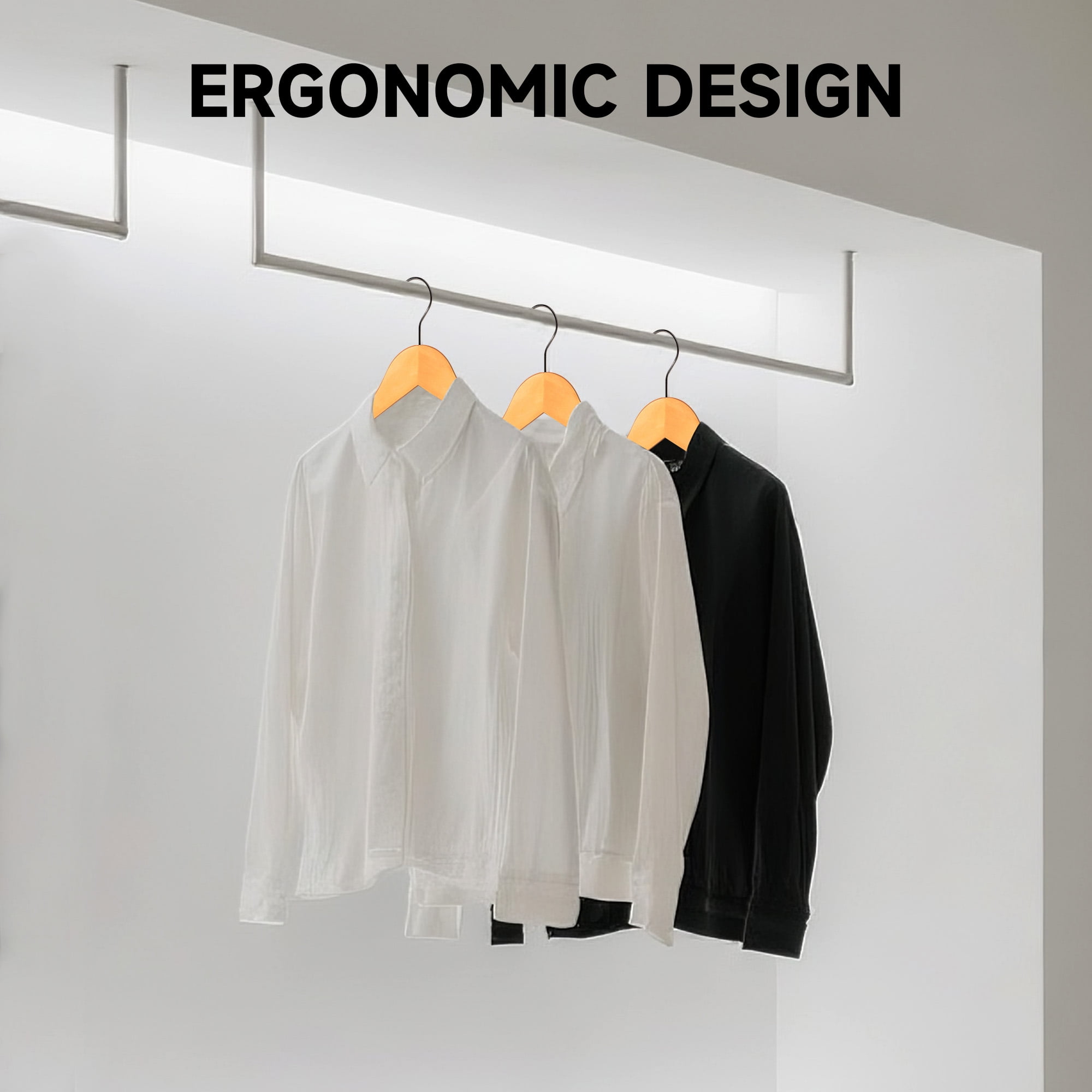 BP4U 36-Pack Premium Wooden Clothes Hangers, Solid Wood Coat Shirt Top Hangers for Jackets, Shirts, Dresses(Natural Wood)