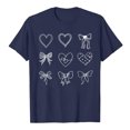 thumbnail image 4 of TTUHYWXI Valentines Shirt for Women Romantic Love Heart Bow T-Shirts Valentine Day Lover Tee Tops Comfy Short Sleeve Shirts (Navy, L), 4 of 6