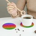 thumbnail image 6 of Balery 4 Pcs Rainbow Glitterleather Coasters Set, Drink Table Cup Coasters For Living Room Kitchen Coffee Decor, 6 of 9