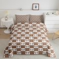 thumbnail image 2 of Erosebridal Brown Checkered Comforter Sets, Kawaii Bow Comforter Sets, Geometry Grid Room Decor, Reversible 2-Piece, 2 of 8
