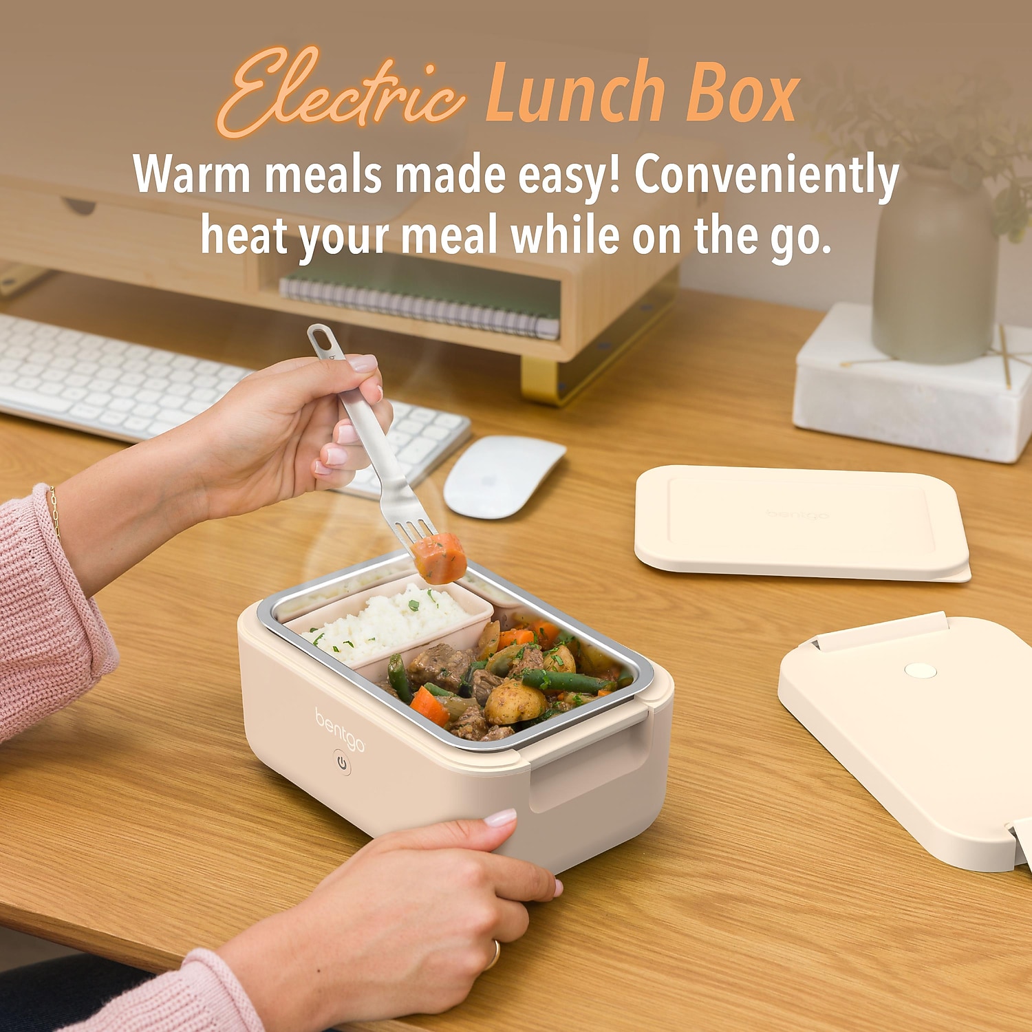 bentgo Heated Electric Bento Box Latte 42.4 oz. (BGHEATBX-LT)