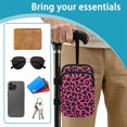thumbnail image 6 of COEQINE Forearm Crutch Bag with 2 Zipper Pouch Rose Pink Leopard Print Walking Cane Accesories, Zipper Pouch, Hands-Free, Organize Daily Essentials, for Seniors Men Women, 6 of 7