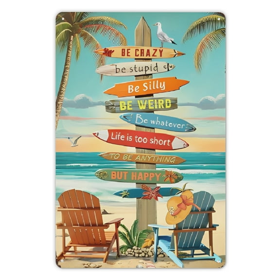 2D Flat Vintage Style Metal Sign, Summer Retro Decorative Sign & Plague, Rustic Caution Iron Signs for Farmhouse, Gate, Cafe, Garden, Restaurant, Club, Gift for Outdoor Wall Art Decor 8 X 12 Inch