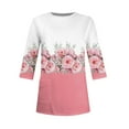thumbnail image 4 of MGCWSH 3/4 Length Sleeve Womens Tops Dressy Casual Crew Neck T Shirts Three Quarter Length Tunic 2024 Summer Tops for Women Light pink 2XL, 4 of 5