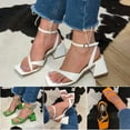 thumbnail image 2 of Sandales à Talons Hauts pour Femmes Bout Ouvert Carré Style Vintage Chaussures Décontractées Été Plage, 2 of 6