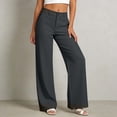 thumbnail image 4 of Wide Leg Pants Women's High Elastic Waisted in The Back Business Work Trousers Long Straight Suit Pants, Long Straight Leg High Waist Wide Trousers Casual Trousers(Grey,M), 4 of 4