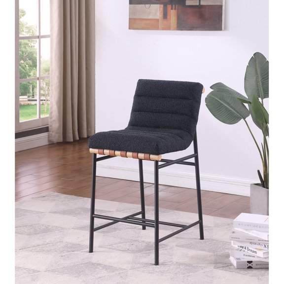 Miekor Furniture Lahni 17.75" Black Boucle Fabric Counter Height Chair B5A7453