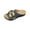 Blue, variant on Women's Leather Flat Slippers Metallic Link Chains Slip On Summer Indoor and Outdoor Slide Sandals 9.5