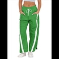 thumbnail image 2 of Pantalones Deportivos Holgados de Pierna para Mujer, Informales, con Cordón Ajustable y Cintura Elástica, en Colores Contrastantes, Estilo Y2K. Verde XXL, 2 of 8