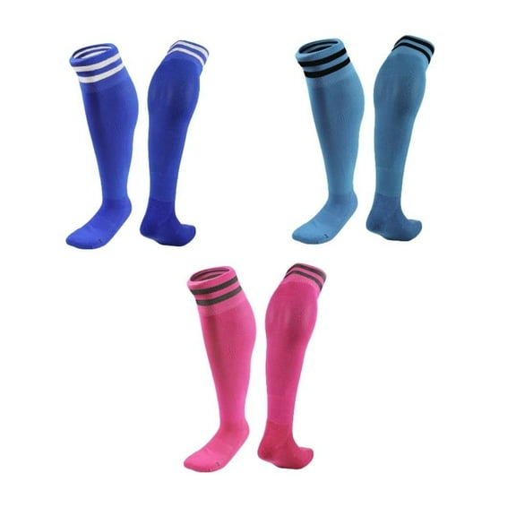 Lian LifeStyle 3 Pairs Knee High Sports Socks for Soccer, Softball, Baseball, Soccer, and Many Other Sports XL002 Size M Blue,LightBlue,Rose