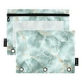 thumbnail image 2 of 2 Pack Pencil Pouch for 3 Ring Binder Smooth Zipper Folders with Pockets Clear Window Pencil Case Mint Green Marble, 2 of 6