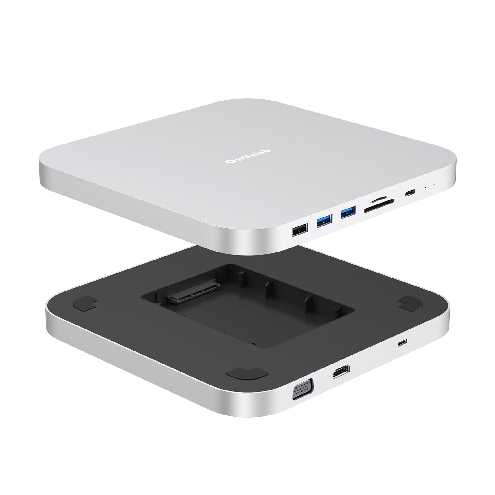 Qwiizlab USB C docking station for Mac mini, USB c HUB 5Gbps,4K60hz，SD