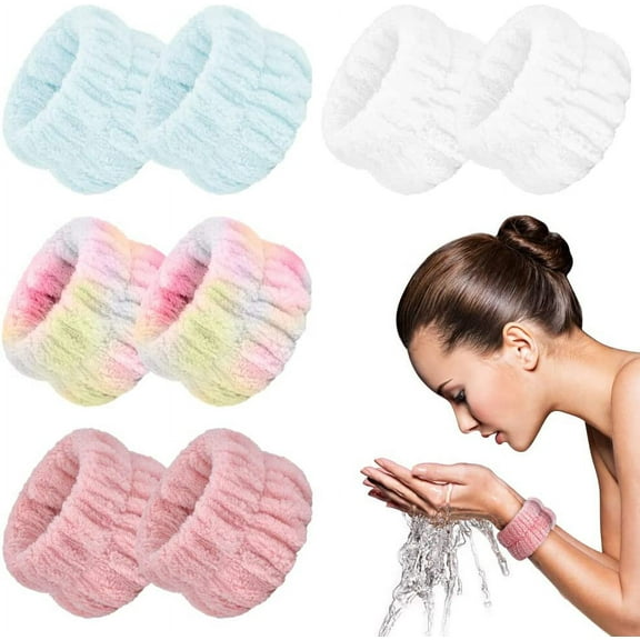 8 Pcs Face Washing Wristbands, Microfiber Wrist Spa Washband, Wrist Towels for Washing Face, Absorbent Wristbands Wrist Sweatband for Women Child, Prevent Liquid from Spilling Down Your Arms