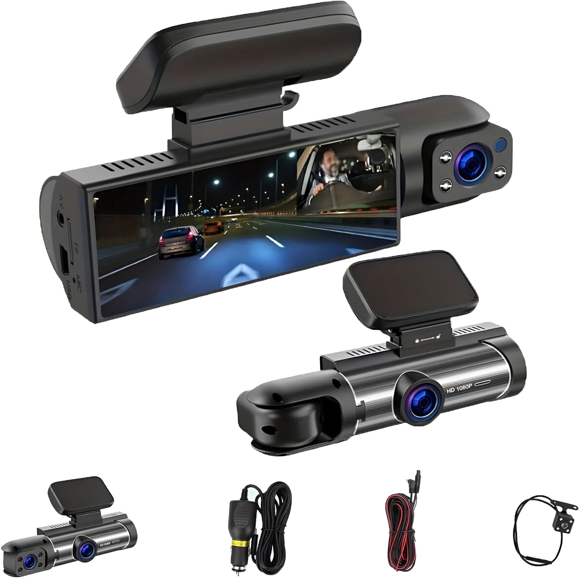 GJX 2026 New Dualview Dash Cam 1080P,Car Camera-Dash Cam Front and Rear Wireless,24H Parking 1080P Hd Vision Wide Angle Traffic Recorder,G Sensor Night Vision 3.16 in Screen (Front+Rear,Regular)