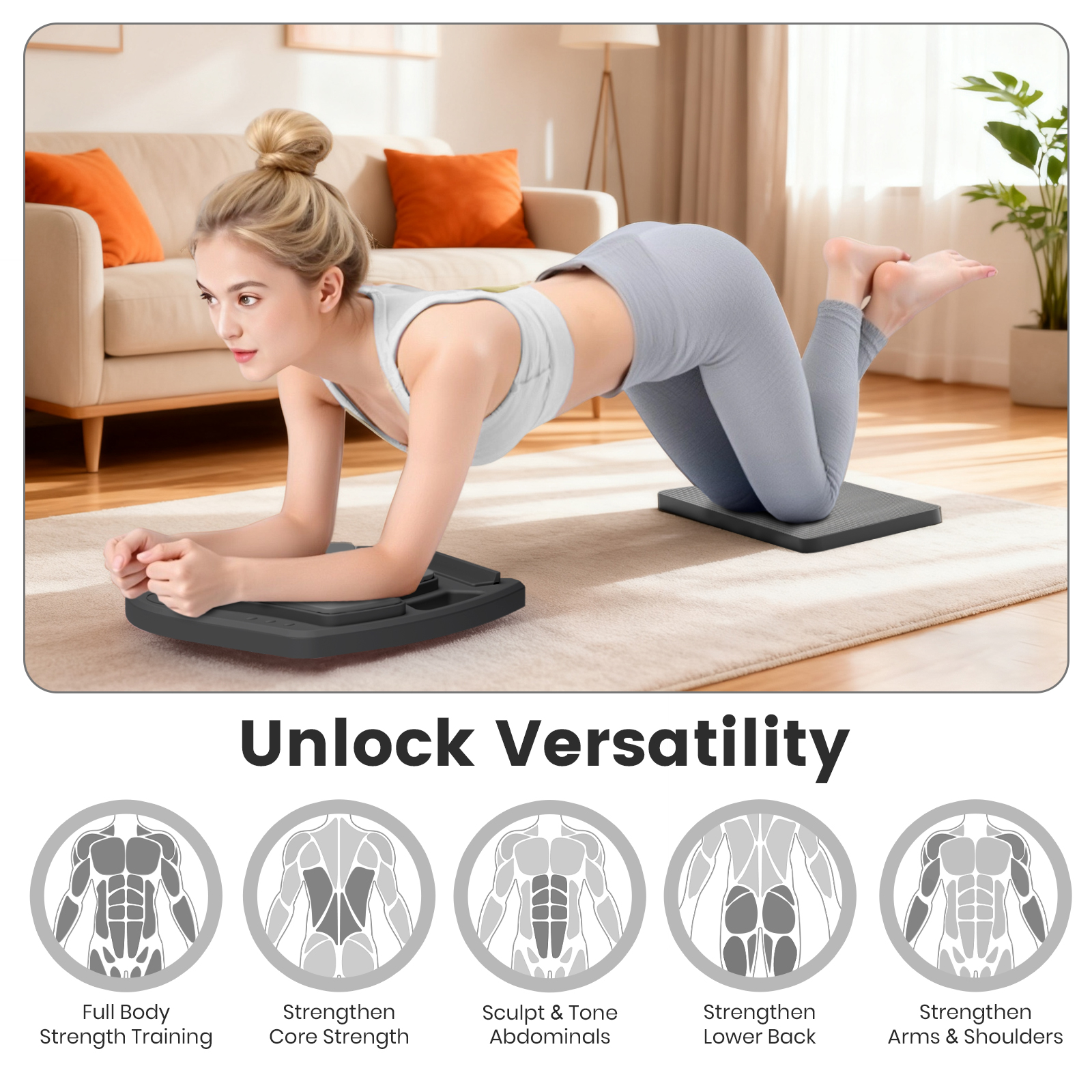 RICAN Pilates Board, Pilates Reformer for Core Strength Training, 7 in 1 Foldable Pilates Machine for Women Workout, Fitness, Exercise, Abs, Black