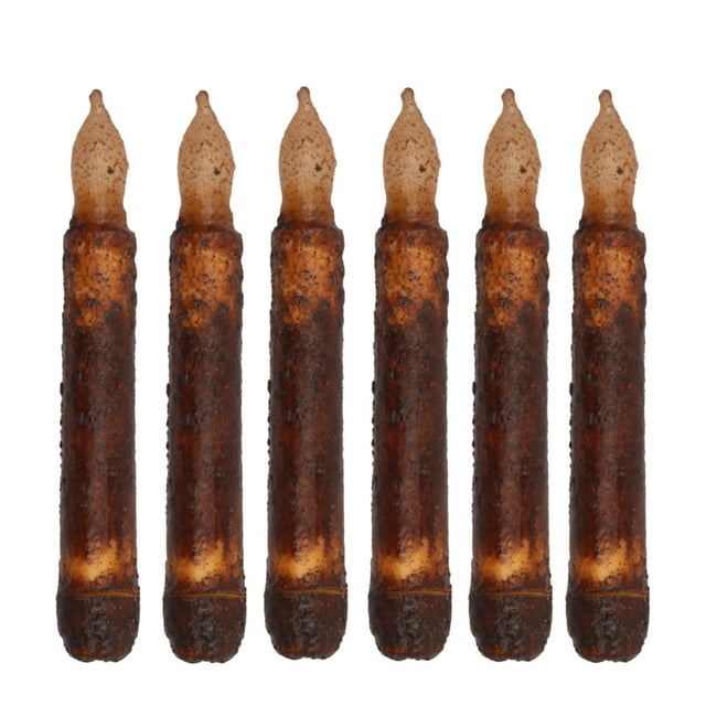 Aihimol 6Pcs Real Wax Pillar Taper Candle Primitive Drip Candles Flameless Flickering LED Lights Dipped Battery Operated Halloween Decoration Set Wedding Party Festival Church Decor