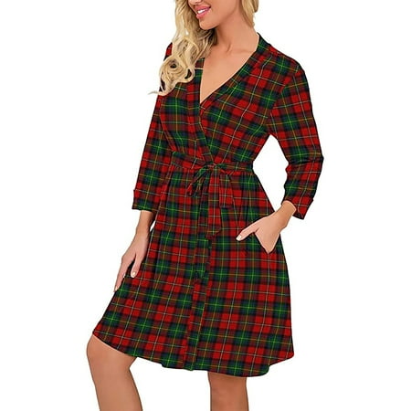 

Aueoe Pajamas For Women Soft Comfy Womens Robes Long Women Christmas Pajamas Sexy Soft Bathrobe V-Neck 3/4 Sleeve Party Robe Soft Sleepwear With Belt Clearance
