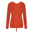 thumbnail image 4 of TFEOQRY Pullover Sweater for Women Solid Color Loose Comfortable Knitwear Long Sleeved V-Neck Sweater Top Orange, 4 of 8