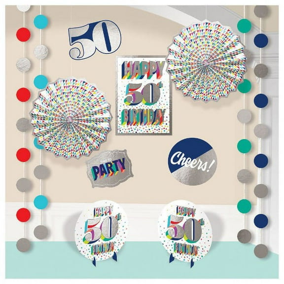 Over the Hill 'Here's to 50' Foil Room Decorating Kit (12pcs)