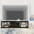 thumbnail image 3 of ChVans Large LED TV Stand for 85/90/100" TV with Power Outlets, Living Room Entertainment Center with Storage Drawers&Cabinets Furniture, Black High Gloss TV Cabinet Console Table-86.6", 3 of 7
