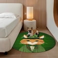 thumbnail image 3 of Area Rug 36in, St. Patrick's Day Four-leaf Kitten Floor Carpet Living Room Rug, Green Wood Board Non-Slip Welcome Mat Indoor Rugs for Bedroom Dining Room, 3 of 9