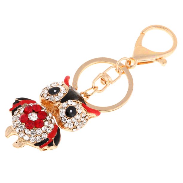 Búho Llavero de Diamante de Imitación Colgante de Viajes Accesorios de Bolsa Mujeres Negro Baoblaze Llavero de búho