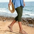 thumbnail image 6 of Cagogo Women Plus Size Capri Pants High Waisted Solid Casual Basic Capri Pants Leggings Party, Green 3XL, 6 of 9