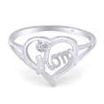 thumbnail image 3 of White Natural Diamond Accent Mom Heart Ring In 10k White Gold (0.01 Cttw), 3 of 7