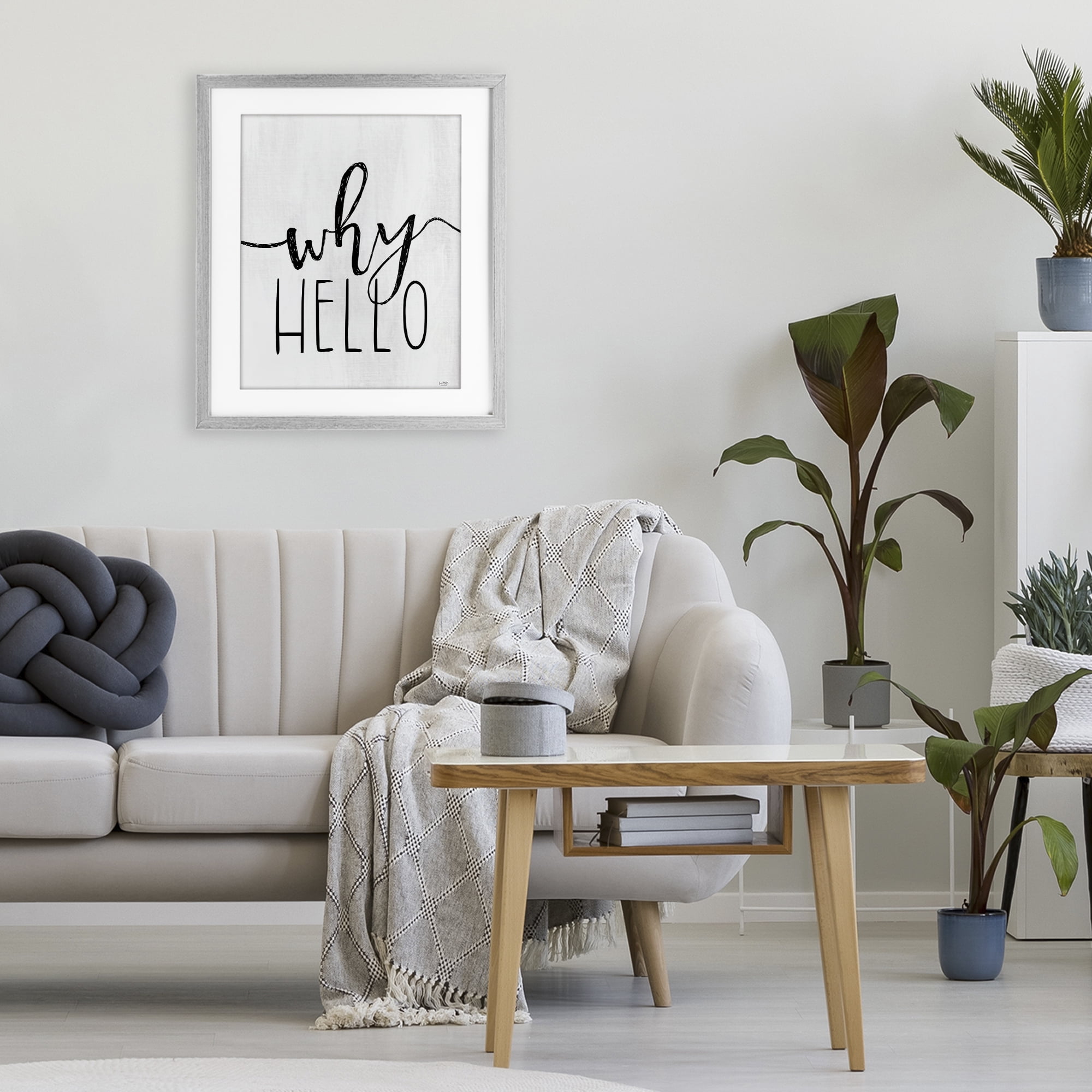 Stupell Industries Why Hello Typography Gray Framed Print Under Glass, design by Lux + Me Designs