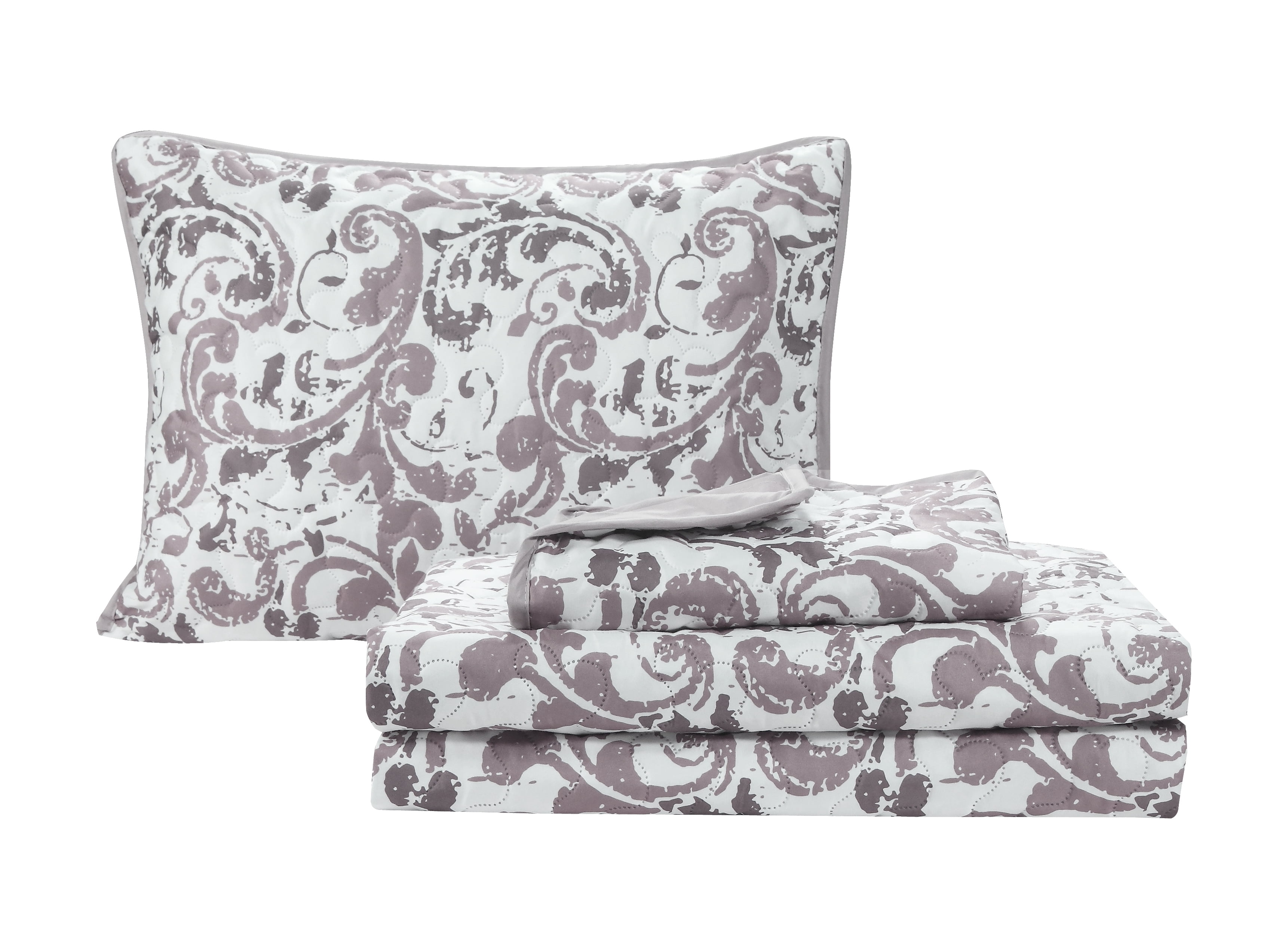 Scroll Reversible 3-piece Quilt Set Dusty Lilac Twin