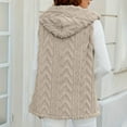 thumbnail image 2 of Womens Fleece Vest, Yigetop Womens Vest with Hood 2025 Winter Fleece Button Up Long Vest Jackets Warm Lightweight Fall Outerwear Womens Fall Vest Beige 2XL, 2 of 7