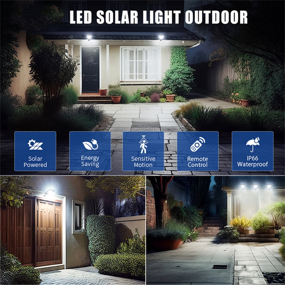 Solar Street Lights, Motion Sensor Outdoor Flood Lights with Remote Control, Wide Angle Dusk to Dawn Street Lamp, Solar Security Lights for Garden Yard
